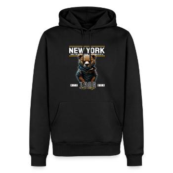 New York - Männer Premium Bio Hoodie - Schwarz - Vorne - Nico (187cm)