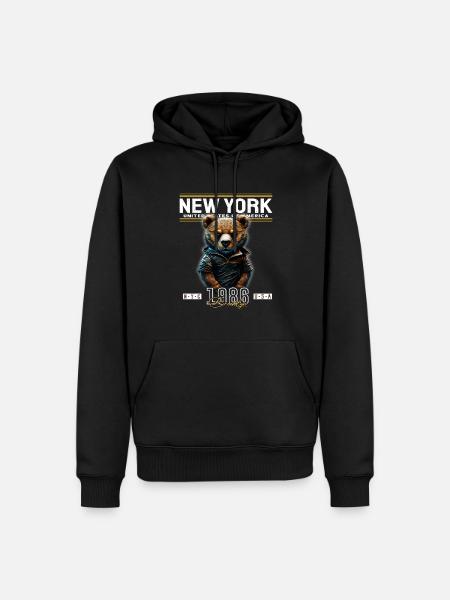 New York - Männer Premium Bio Hoodie - Schwarz