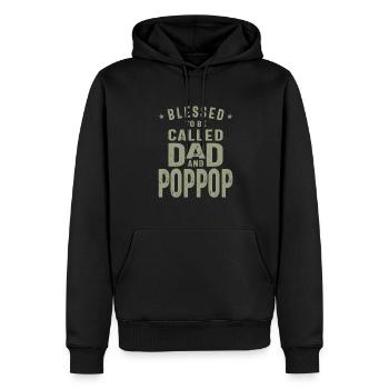 Dad and Pop-Pop - Double Blessing - Father's Day - Men’s Premium Organic Hoodie - black - Front - Nico (187cm)