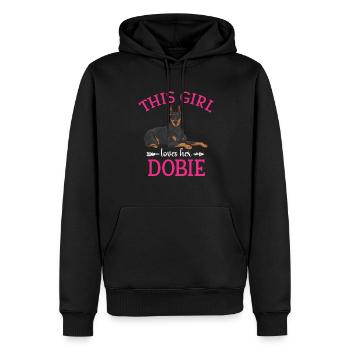 Doberman Pinscher Chien Dobie - Sweat à capuche Premium bio Homme - noir - Devant - Nico (187cm)