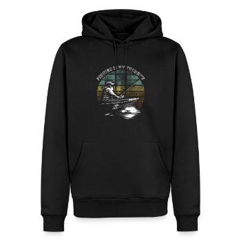 La pêche est ma thérapie - Sweat à capuche Premium bio Homme - noir - Devant - Nico (187cm)