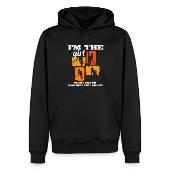 Hockey sur gazon Je suis la fille que votre entraîneur vous a prévenu Ab - Sweat à capuche Premium bio Homme - noir - Devant - Nico (187cm)