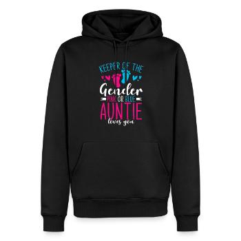 Keeper Of The Gender Pink Or Blue Auntie Loves You - Men’s Premium Organic Hoodie - black - Front - Nico (187cm)