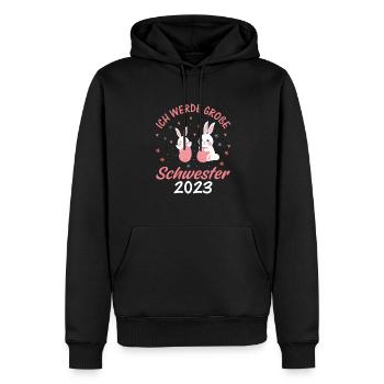 Ich werde große Schwester 2023 - Männer Premium Bio Hoodie - Schwarz - Vorne - Nico (187cm)