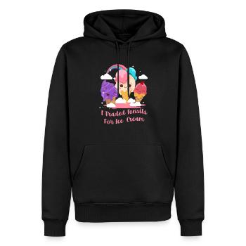 I Traded Tonsils For Ice Cream Funny Tonsil - Men’s Premium Organic Hoodie - black - Front - Nico (187cm)