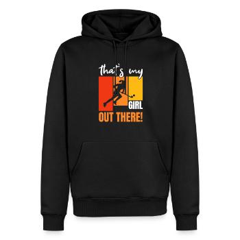 That's My Girl Out There Retro Field Hockey Enthus - Männer Premium Bio Hoodie - Schwarz - Vorne - Nico (187cm)