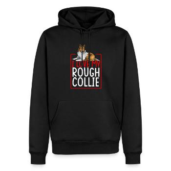 Collie à poil long Collie rugueux Chien - Sweat à capuche Premium bio Homme - noir - Devant - Nico (187cm)