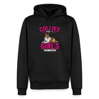 Collie à poil long Collie rugueux Chien - Sweat à capuche Premium bio Homme - noir - Devant - Nico (187cm)