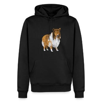 Collie à poil long Collie rugueux Chien - Sweat à capuche Premium bio Homme - noir - Devant - Nico (187cm)