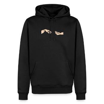 Geste de la main italien Création d'Adam Parody - Sweat à capuche Premium bio Homme - noir - Devant - Nico (187cm)