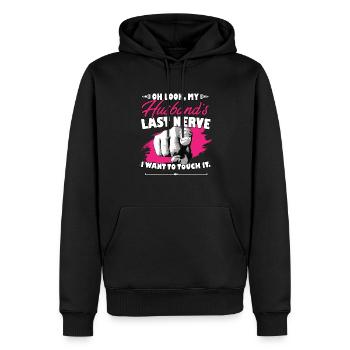 Regarde le dernier nerf de mon mari Funny Hubby Wife - Sweat à capuche Premium bio Homme - noir - Devant - Nico (187cm)