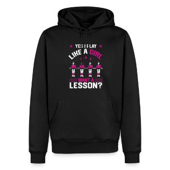 Yes I Play Like A Girl Want A Lesson Foosball Tabl - Men’s Premium Organic Hoodie - black - Front - Nico (187cm)