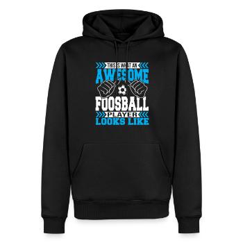 Joueur de baby-foot Un joueur de baby-foot génial Loo - Sweat à capuche Premium bio Homme - noir - Devant - Nico (187cm)