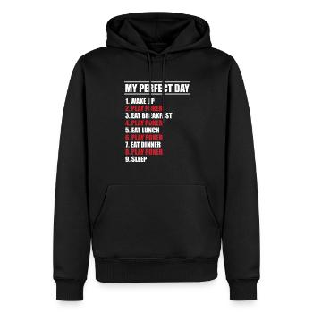 Poker Fan Wake Up Flop Eat Sleep My Perfect Day - Sweat à capuche Premium bio Homme - noir - Devant - Nico (187cm)