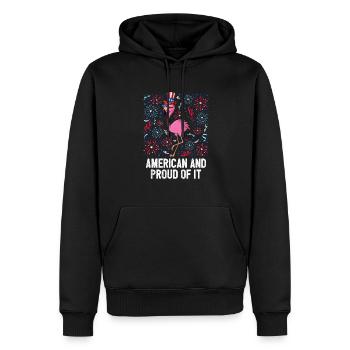 4th Of July American And Proud Of It Flamingo US - Männer Premium Bio Hoodie - Schwarz - Vorne - Nico (187cm)