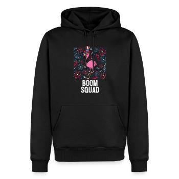 4th Of July Boom Squad Flamingo US Flag Patriotic - Männer Premium Bio Hoodie - Schwarz - Vorne - Nico (187cm)