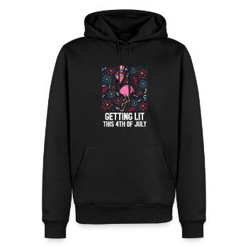 S’allumer ce 4 juillet Flamingo Bird US - Sweat à capuche Premium bio Homme - noir - Devant - Nico (187cm)
