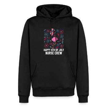 Happy 4th Of July Nurse Crew Flamingo Bird US - Männer Premium Bio Hoodie - Schwarz - Vorne - Nico (187cm)