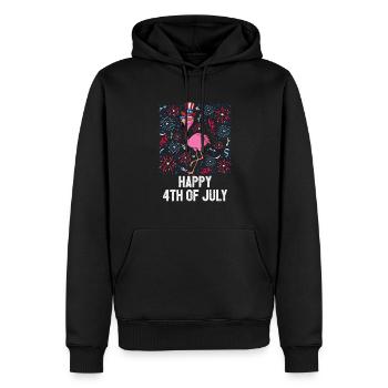 Happy 4th Of July Flamingo Bird US Flag Freedom - Männer Premium Bio Hoodie - Schwarz - Vorne - Nico (187cm)