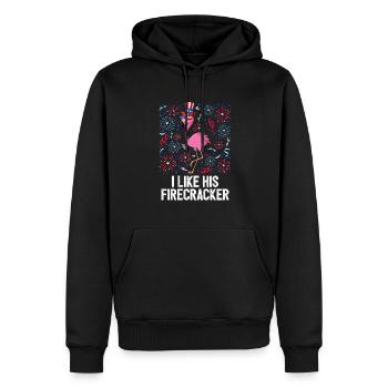 4th Of July I Like His Firecraker Flamingo - Männer Premium Bio Hoodie - Schwarz - Vorne - Nico (187cm)