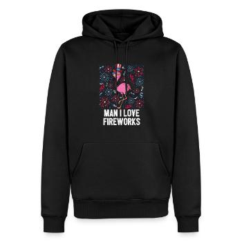 4 juillet Man I Love Fireworks Drapeau américain - Sweat à capuche Premium bio Homme - noir - Devant - Nico (187cm)