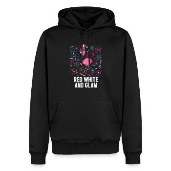 4th Of July Red White And Glam USA Flag Flamingo - Männer Premium Bio Hoodie - Schwarz - Vorne - Nico (187cm)