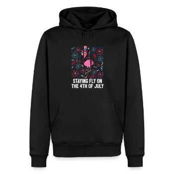 Staying Fly 4th Of July American Flag USA Flamingo - Männer Premium Bio Hoodie - Schwarz - Vorne - Nico (187cm)