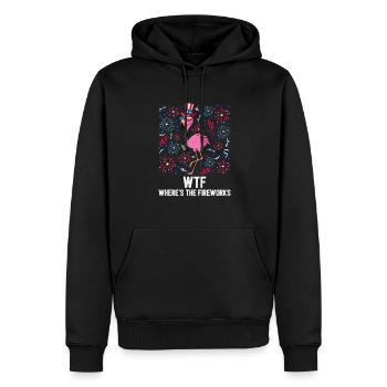4th Of July WTF Where's The Fireworks Flamingo - Männer Premium Bio Hoodie - Schwarz - Vorne - Nico (187cm)