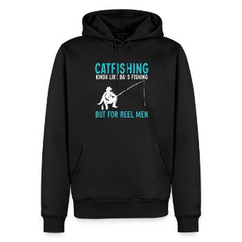 Pêche au poisson-chat Pêcheurs à la ligne - Sweat à capuche Premium bio Homme - noir - Devant - Nico (187cm)