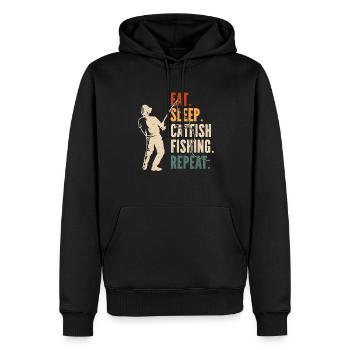 Pêche au poisson-chat Pêcheurs à la ligne - Sweat à capuche Premium bio Homme - noir - Devant - Nico (187cm)