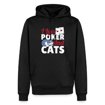 I Love Poker And Cats Aces Spades Bluffing Texas H - Männer Premium Bio Hoodie - Schwarz - Vorne - Nico (187cm)