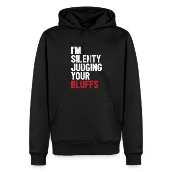 I'm Silently Judging Your Bluffs Aces Spades Poker - Männer Premium Bio Hoodie - Schwarz - Vorne - Nico (187cm)