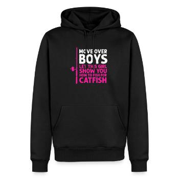 Pêche au poisson-chat Pêcheurs à la ligne - Sweat à capuche Premium bio Homme - noir - Devant - Nico (187cm)
