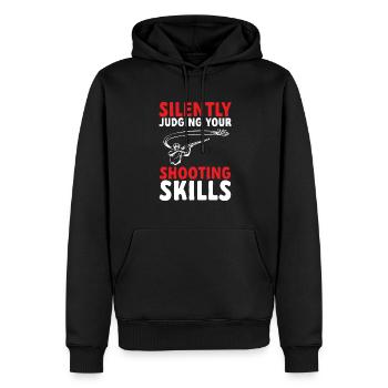 Tir au piège Tir au pigeon en argile Skeet - Sweat à capuche Premium bio Homme - noir - Devant - Nico (187cm)