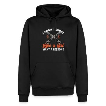 Tir au piège Tir au pigeon en argile Skeet - Sweat à capuche Premium bio Homme - noir - Devant - Nico (187cm)