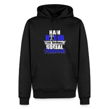 Radio amateur Radio amateur Le réseau social original - Sweat à capuche Premium bio Homme - noir - Devant - Nico (187cm)