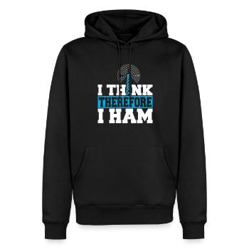 Radio amateur je pense donc je radio amateur networ - Sweat à capuche Premium bio Homme - noir - Devant - Nico (187cm)