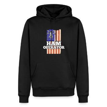 American Flag Signal Network Ham Radio Ham Operato - Männer Premium Bio Hoodie - Schwarz - Vorne - Nico (187cm)