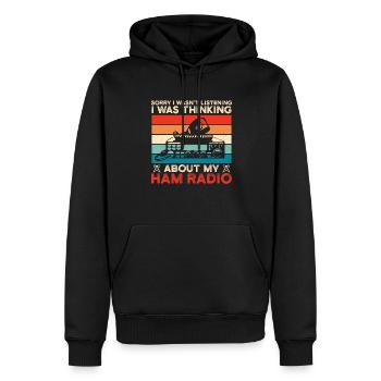Thinking About My Ham Radio Retro Antenna Vintage - Männer Premium Bio Hoodie - Schwarz - Vorne - Nico (187cm)