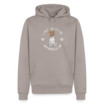 Jack Russell Terrier - Sweat à capuche Premium bio Homme - taupe - Devant - Nico (187cm)