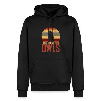 Easily Distracted By Owls Retro Ornithologist Owle - Männer Premium Bio Hoodie - Schwarz - Vorne - Nico (187cm)