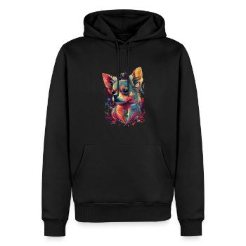 Chihuahua | Abstrakte Malerei | Farbe | Niedlicher - Männer Premium Bio Hoodie - Schwarz - Vorne - Nico (187cm)