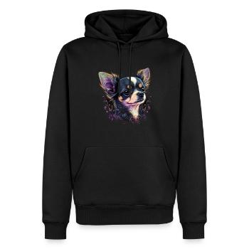 Chihuahua | Abstrakte Malerei | Farbe | Niedlicher - Männer Premium Bio Hoodie - Schwarz - Vorne - Nico (187cm)