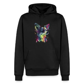 Chihuahua | Abstrakte Malerei | Farbe | Niedlicher - Männer Premium Bio Hoodie - Schwarz - Vorne - Nico (187cm)