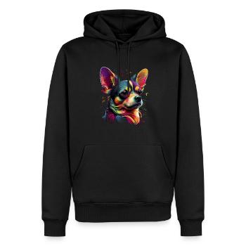 Chihuahua | Abstrakte Malerei | Farbe | Niedlicher - Männer Premium Bio Hoodie - Schwarz - Vorne - Nico (187cm)