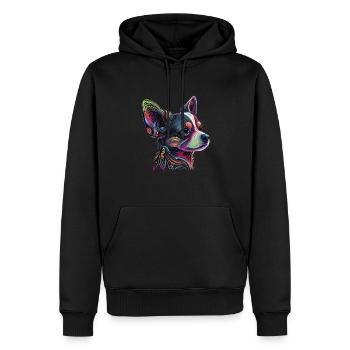 Chihuahua | Abstrakte Malerei | Farbe | Niedlicher - Männer Premium Bio Hoodie - Schwarz - Vorne - Nico (187cm)