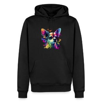 Chihuahua | Abstrakte Malerei | Farbe | Niedlicher - Männer Premium Bio Hoodie - Schwarz - Vorne - Nico (187cm)