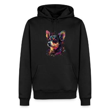 Chihuahua | Abstrakte Malerei | Farbe | Niedlicher - Männer Premium Bio Hoodie - Schwarz - Vorne - Nico (187cm)