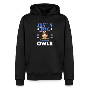 Juste un garçon qui aime les hiboux Amoureux des oiseaux Ornithologue - Sweat à capuche Premium bio Homme - noir - Devant - Nico (187cm)