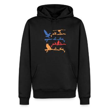 Retro Birds Of Prey Ornithologist Owl - Männer Premium Bio Hoodie - Schwarz - Vorne - Nico (187cm)